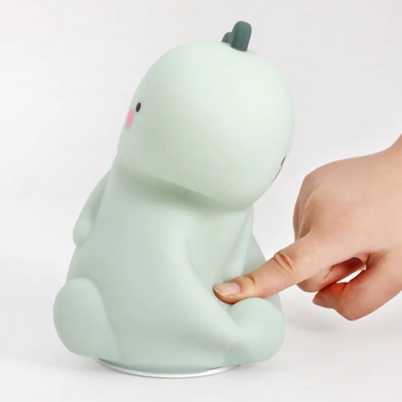 

Cartoon Dinosaur LED Lamp Silicone Bedside Reading Lamp Tap to Change Light Color USB Rechargeable K888