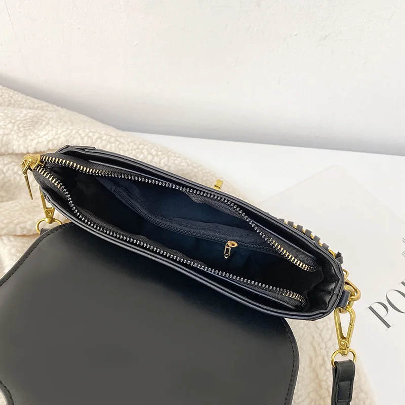 

Luxury Brand PU Leather Shoulder Crossbody Bag Women Fashion Purses and Handbags Designer Saddle Chain Hand Bag Sac A Main Trend