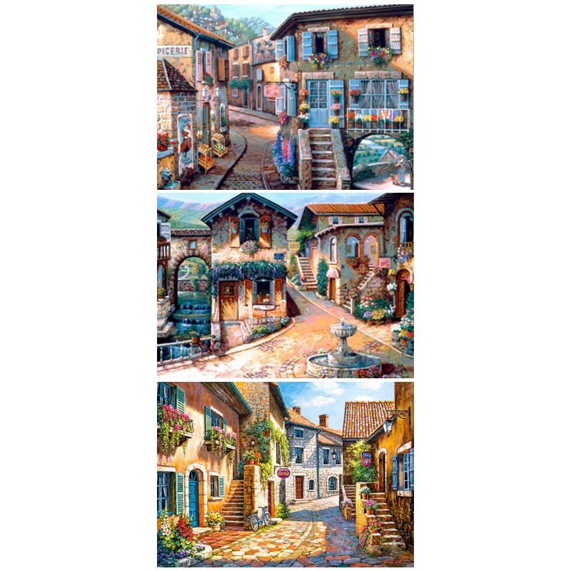 Краска с алмазной краской ing Town Street Scenery 5D DIY Алмазная вышивка распродажа мозаика