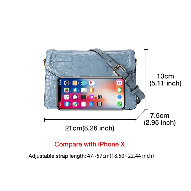 Женская сумка Кроссбоди FOXER синяя мини из спилка с откидным клапаном эффектом