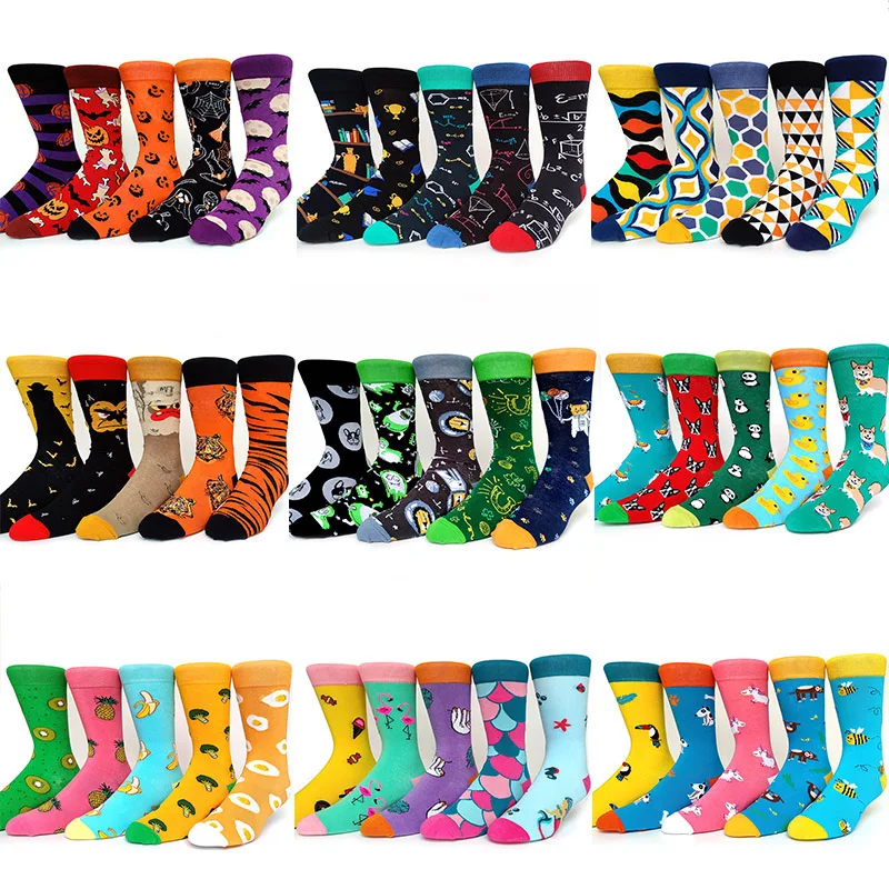 

Носки хлопковые большого размера, забавные, для вечеринок, на новый год, Хэллоуин, счастливые мужские носки