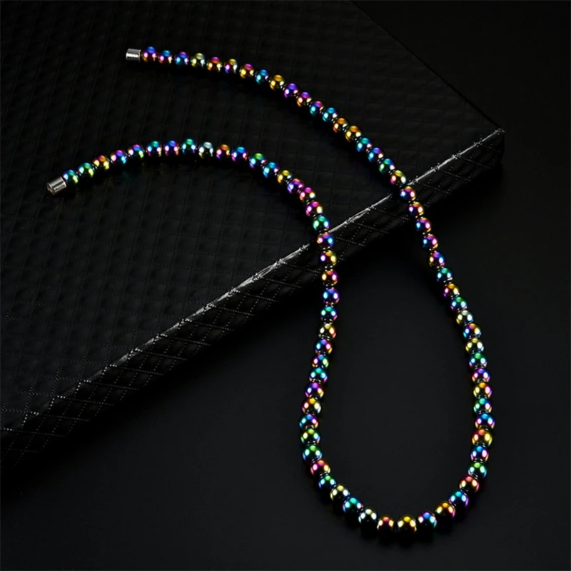 

55KA Hematite Necklace With Magnetic Therapy Healing Health Unisex Jewelry Colorful