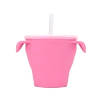 snack cup travel drinking on the go feeding practical with handle folding soft silicone food container portable for baby small