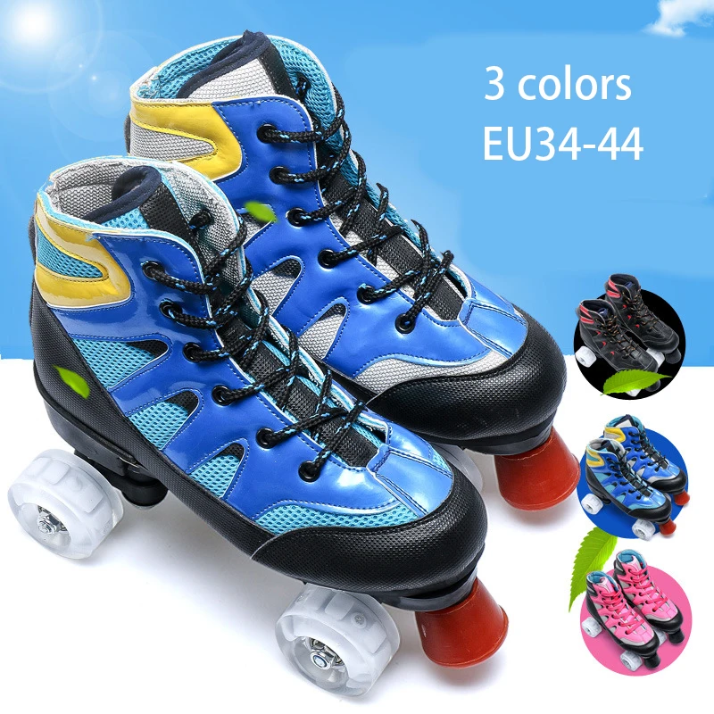 

Roller Skates Shoes Double Line Skates Women Men Adult Two Line Skate Shoes Patines PU 4 Wheels Skating Shoe For Girl