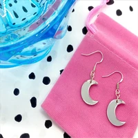 small mirrored moon earrings moon earrings acrylic earrings moon jewellery celestial earrings
