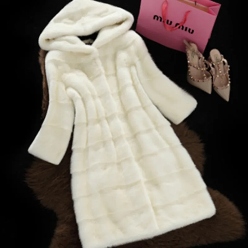 Зима 2020 новинка высокое качество имитация норки шуба женская средней длины