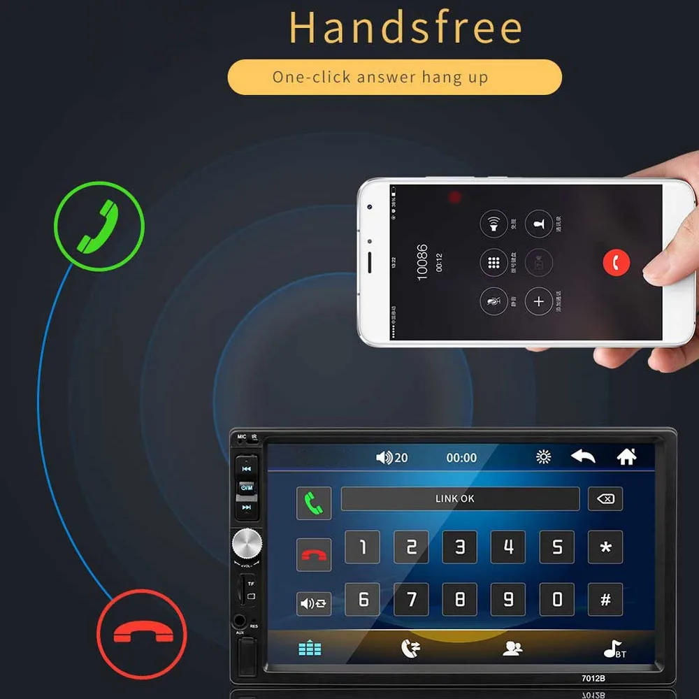 Магнитола Автомобильная 7012B 7-дюймовый экран Bluetooth MP5-плеер поддержка камеры