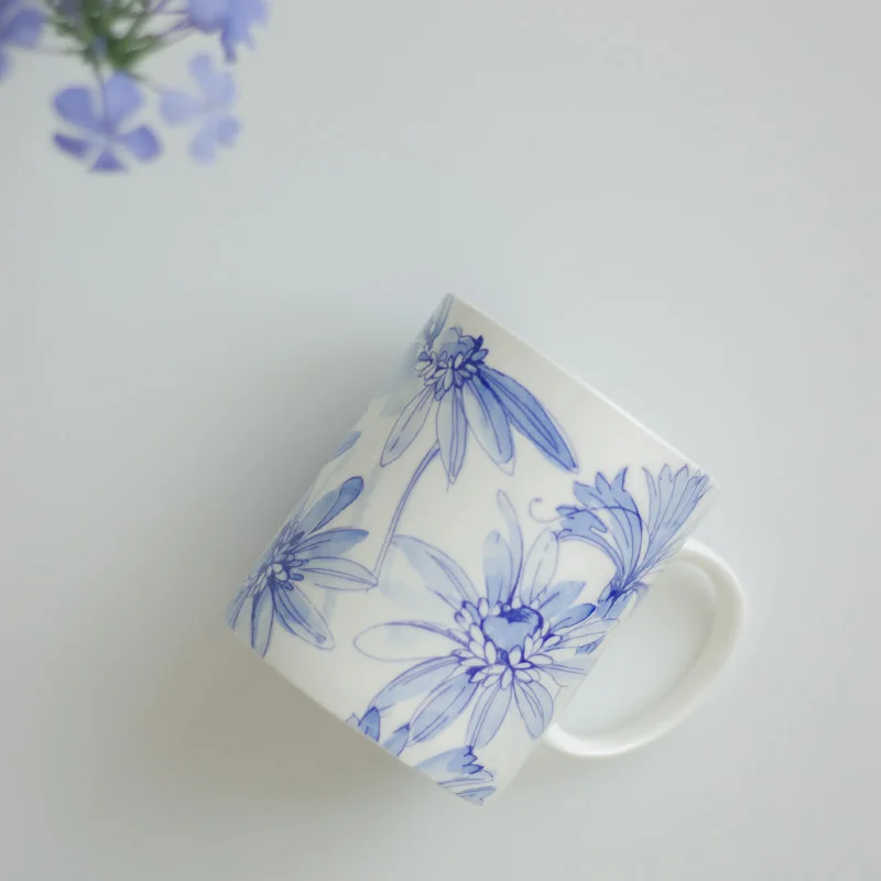 

Reusable White Mug Vintage Print espresso Breakfast travel Coffee Smoothie Mug Ceramic Kubek Termiczny Kitchen Supplies DL50MK