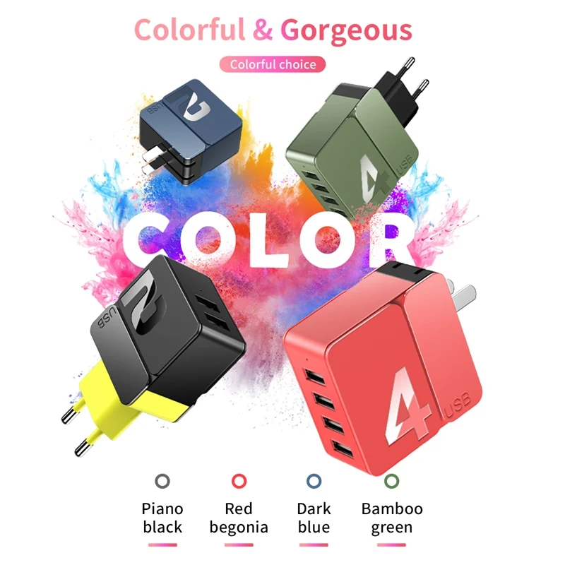 ROCK 5 V/4A USB зарядное устройство Универсальное для мобильного телефона 4 настенное