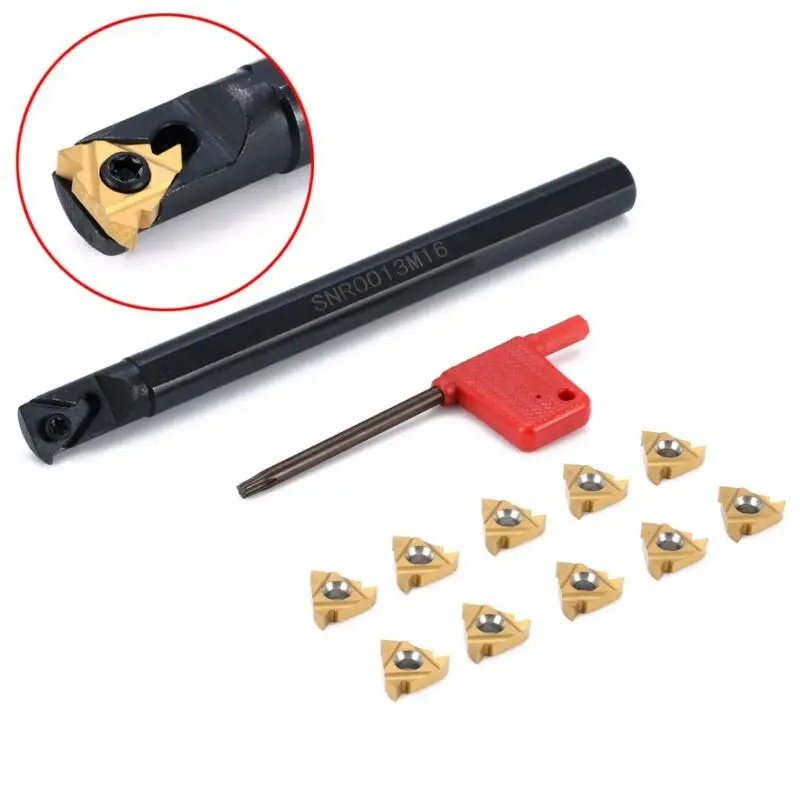 

12pcs/Set 45HRC Lathe Turning Tool Holder Boring Bar SNR0013M16 + Blade +Spanner