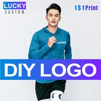 mens sports running fitness super stretch hoodie custom printed embroidery logo quick drying breathable long sleeved slim top
