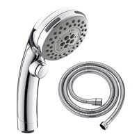handheld shower head high pressure chrome 5 spary setting with onoff pause switch water saving adjustable spa detachable