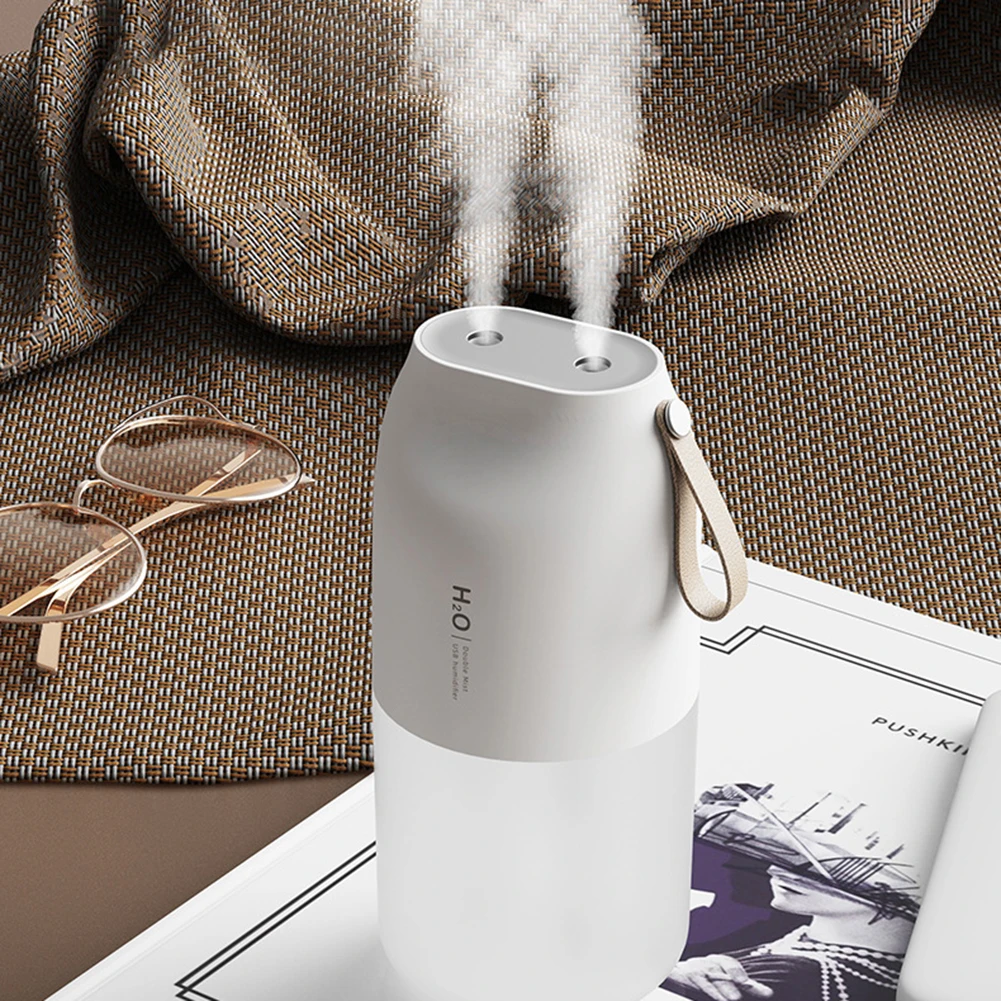 

300ml Portable Double Nozzle Cool Mist Aroma Diffuser USB Charging Air Humidifier Spray Apparatus with LED Night Warm Light