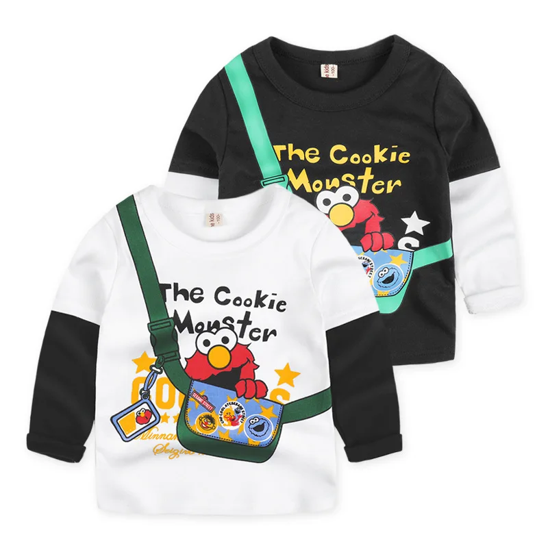 

Boys T-shirts 3-8Y Children's Clothing for Teens Long-sleeved Base Undershirt Cotton Kids Tops O-neck Pullover Cartoon Sweater