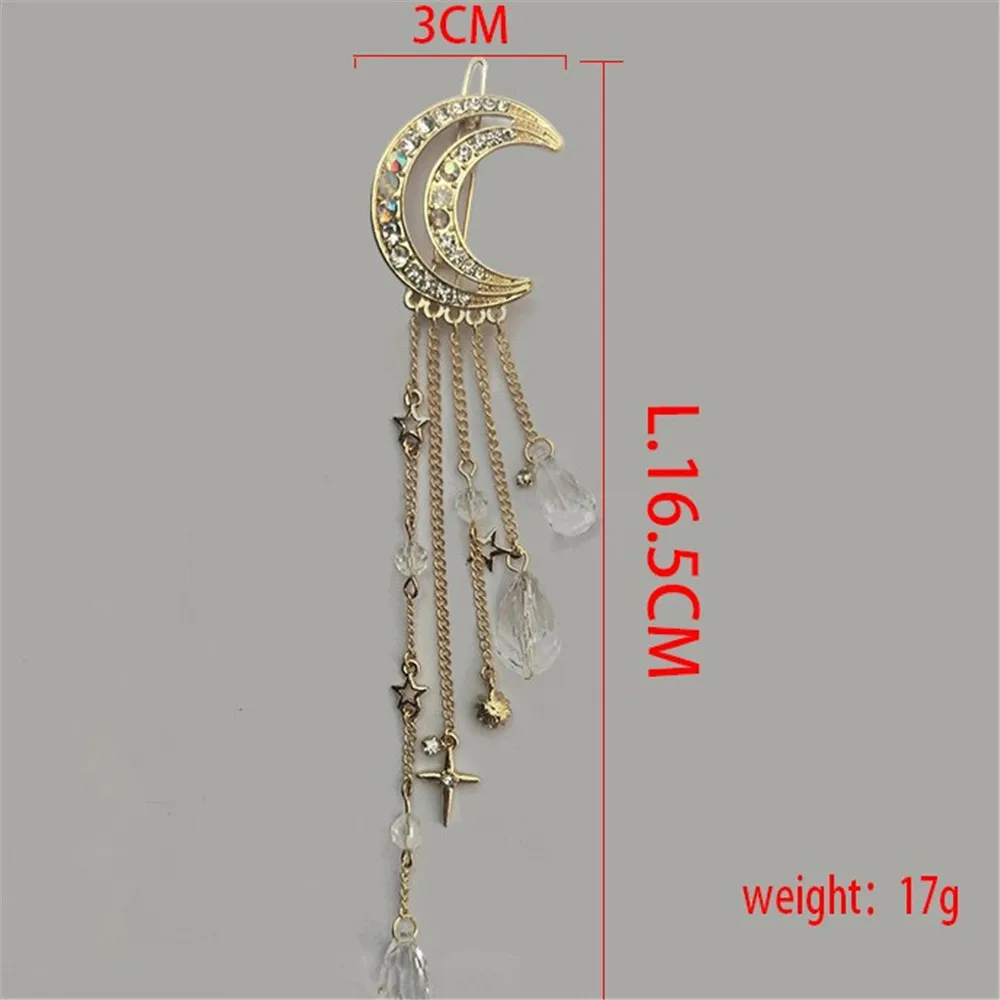 1 шт. Ретро заколки для волос в форме полумесяца с кристаллами и камнями подвесные