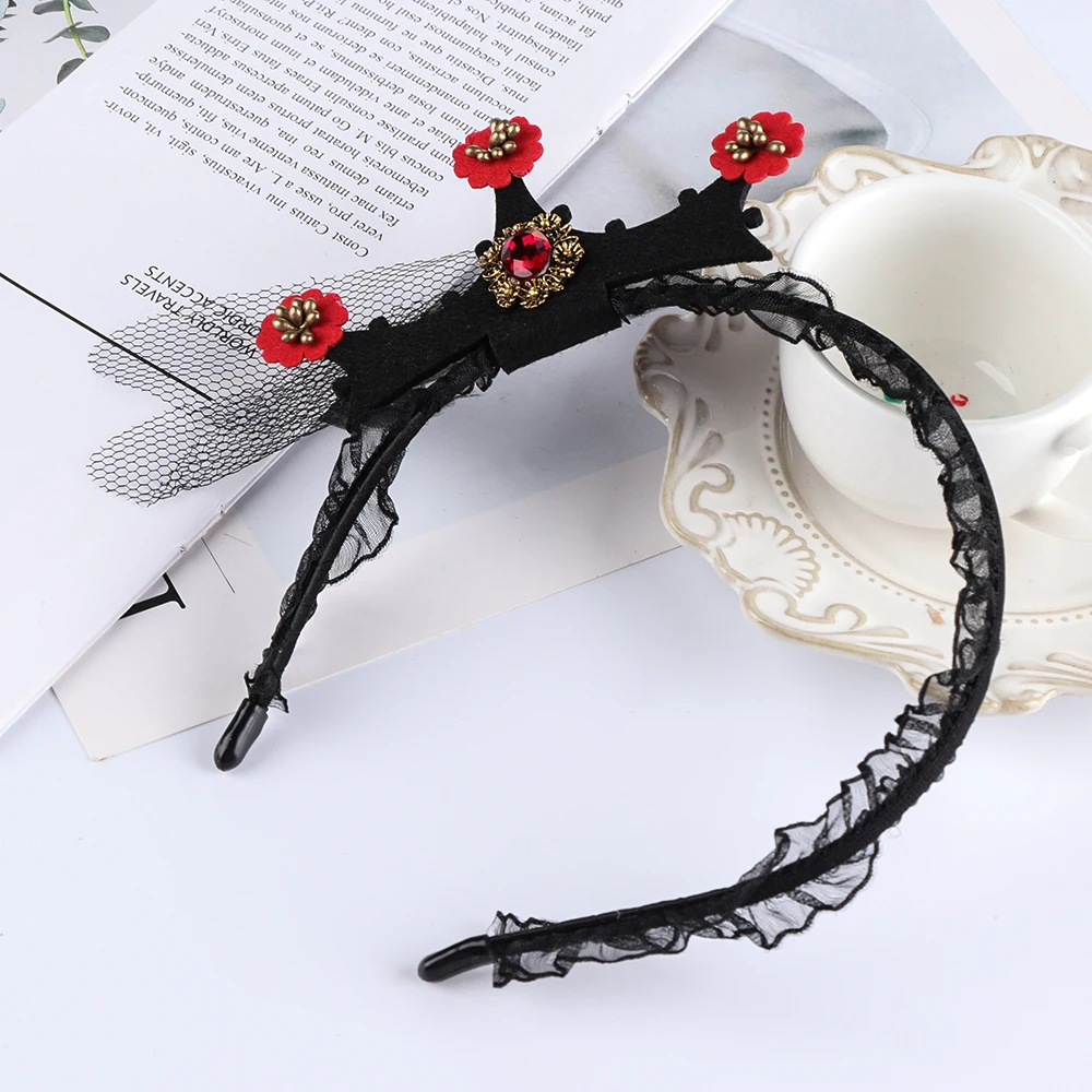 Новинка бандана для готов Дьявол Рог волос обруч паук маска с вуалью Hairband Хэллоуин Косплей головные уборы вечерние аксессуары для волос
