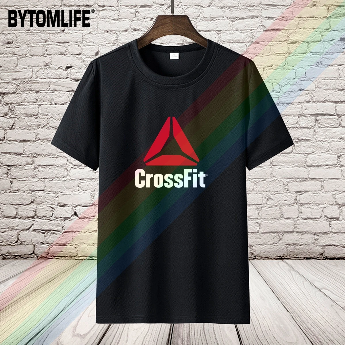 Футболка мужская Всесезонная повседневная с логотипом CrossFit хлопок потрясающий