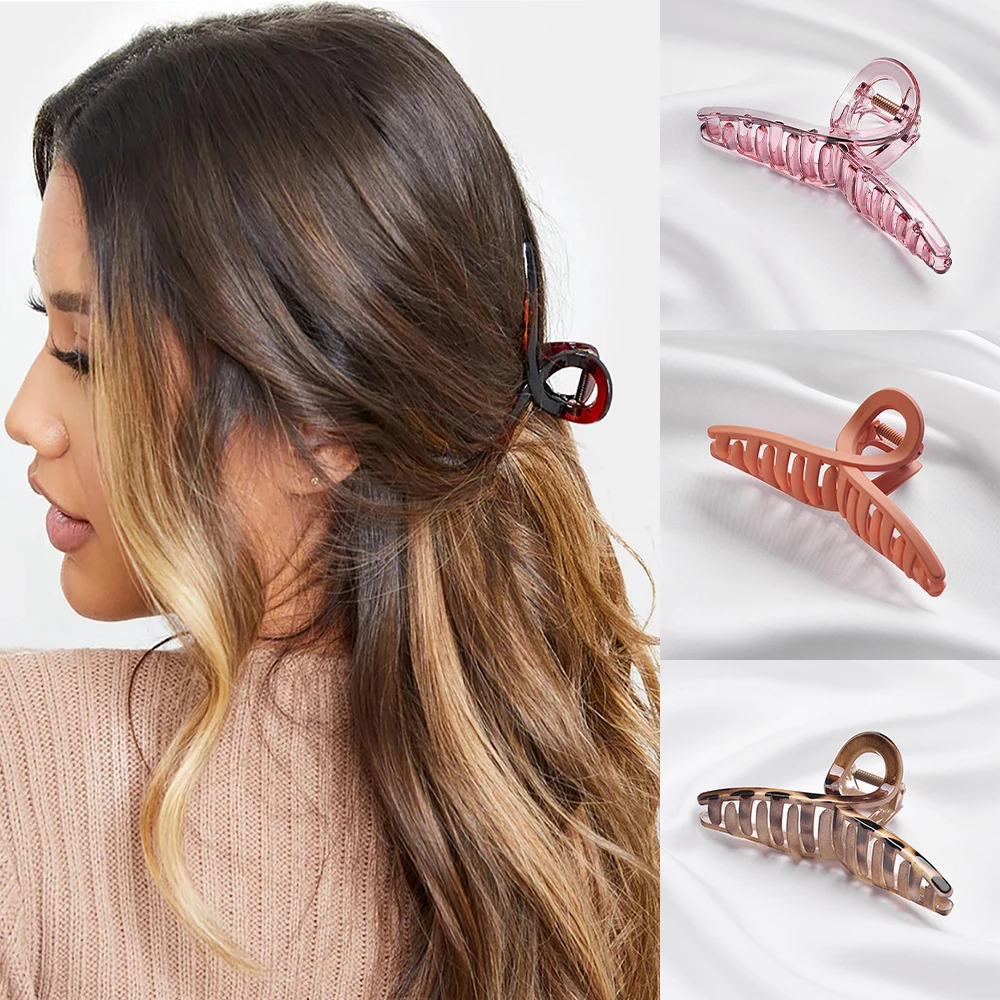 

Новинка ацетат женские большие Когти для волос краб зажимы сплошной цвет леопардовый Крест заколки для волос Ретро головные уборы украшени...