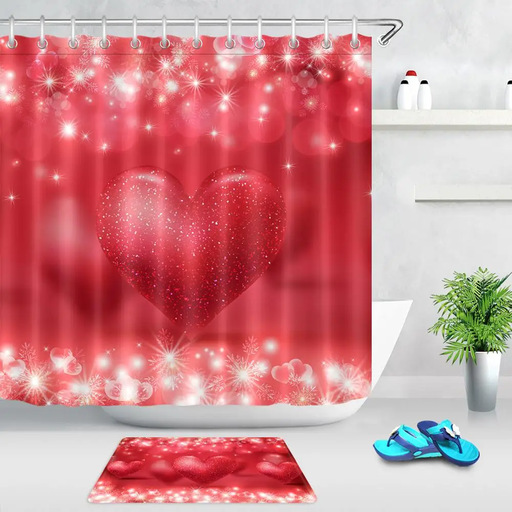 Романтичная занавеска для душа на День святого Валентина с красным сердечком