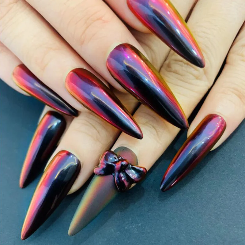 

0.2g/Box Gradient Mirror Nail Glitter Powders Black Red Effect Nail Art Chrome Pigment Dust DIY Design Decoration