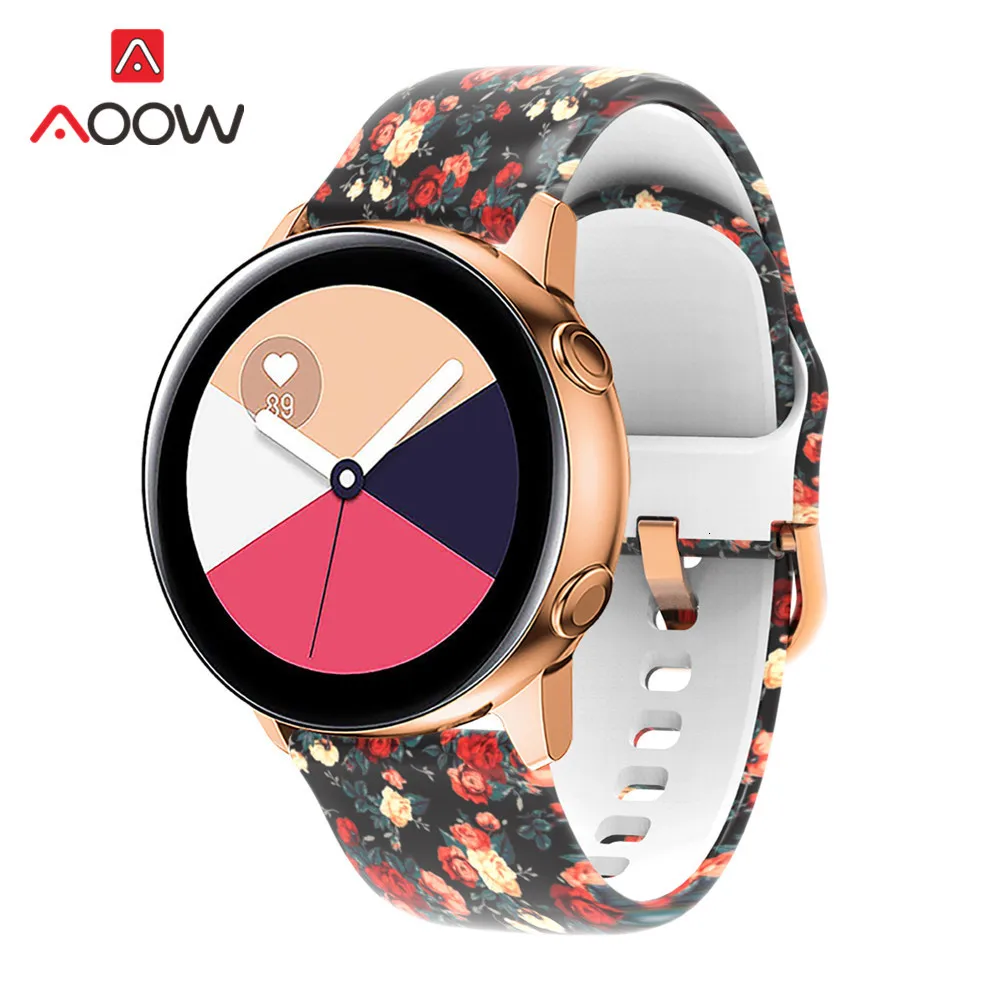 20 мм силиконовый ремешок для часов с принтом для samsung Galaxy Watch Active 42 мм gear Sport S2 Garmin Amazfit браслет ремешок Correa