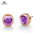 Серьги LSZB из чистого золота 18 К с натуральным аметистом, серьги из твердого золота 750 пробы с бриллиантами, модные ювелирные украшения из драгоценных камней, Лидер продаж, новинка 2020