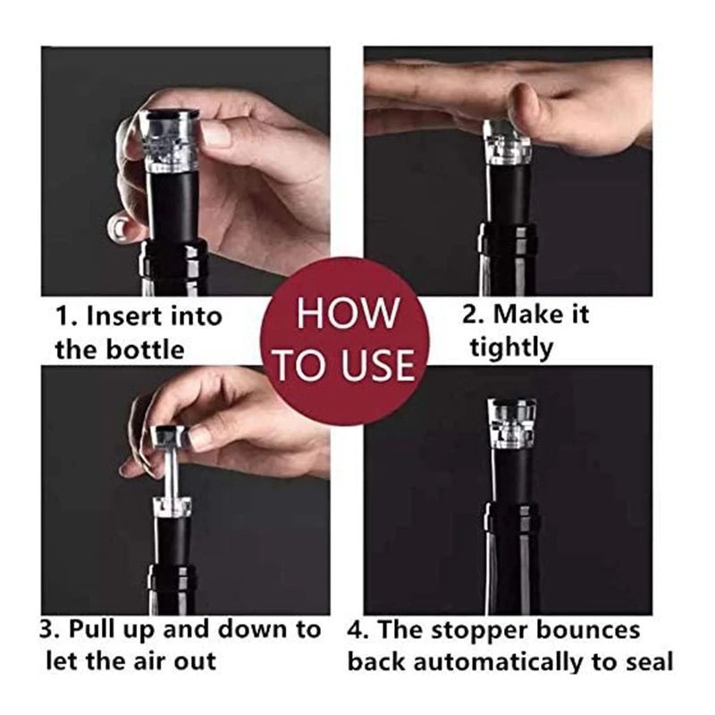 

5 Pcs Wine Opener Accessory,Wine Cork Remover,Air Pressure Opener,Foil Cutter,Aerator Pourer,Vacuum Stopper,Drip Ring