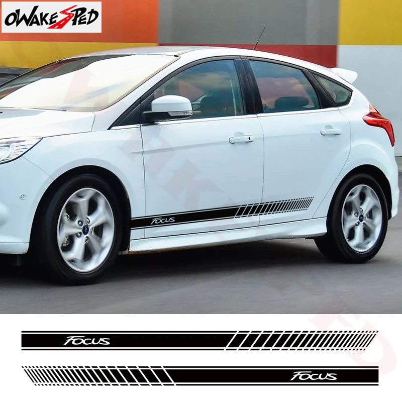 

2 шт. Автомобильная дверь боковая юбка декоративная наклейка для Ford Focus 2 3 MK2 MK3 спортивные Длинные Полоски стильные аксессуары наклейки
