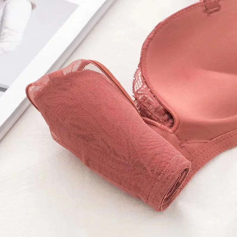 

HECTIC 2021 New Double Layer Sexy Embroidered Lace Breathable Comfortable Bra Gather Romantic Girl Bra Without Steel Ring