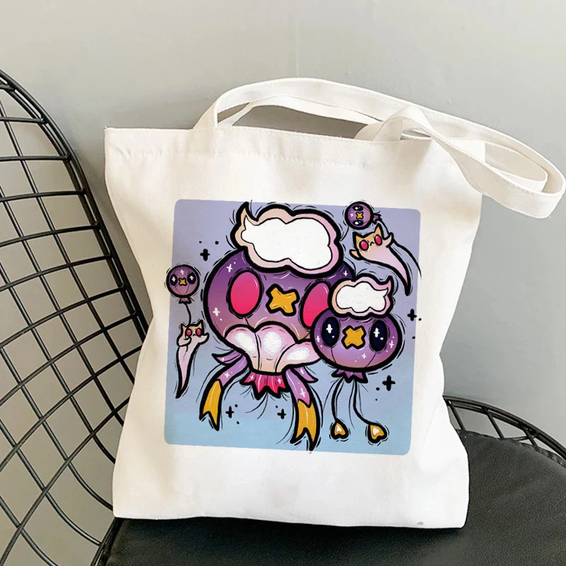 

Fashion Women Canvas Tote Bags Satan Cat Demon Printing Bag Cartoon Bolsa De Compras Shopper Shoulder Bags Reusable Shopping Bag