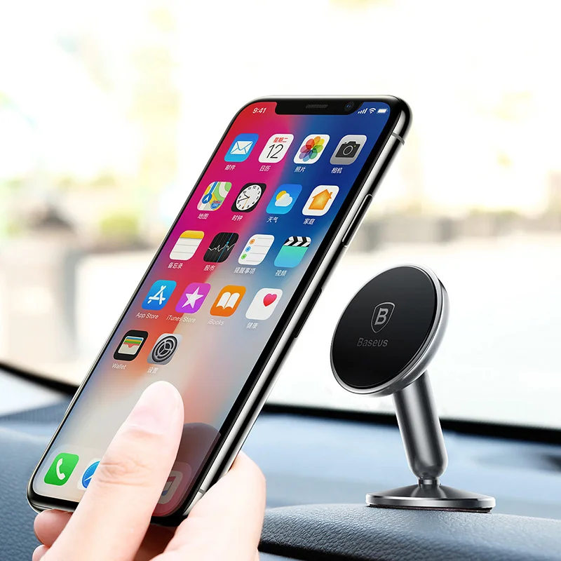 Baseus Magnetic Car Phone Holder Universal Phone Stand Mount Car Holder Dashboard Mobile Phone Stand For iPhone X 8 Xiaomi Mix2 - Цвет: Phone Holder Silver