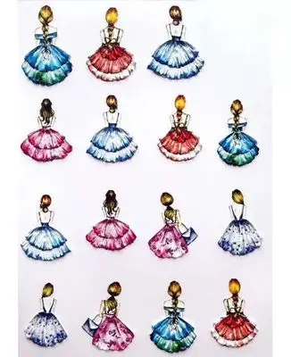 6d ручная роспись DIY гравировка танцующая девушка ногтей стикер веб-знаменитостей