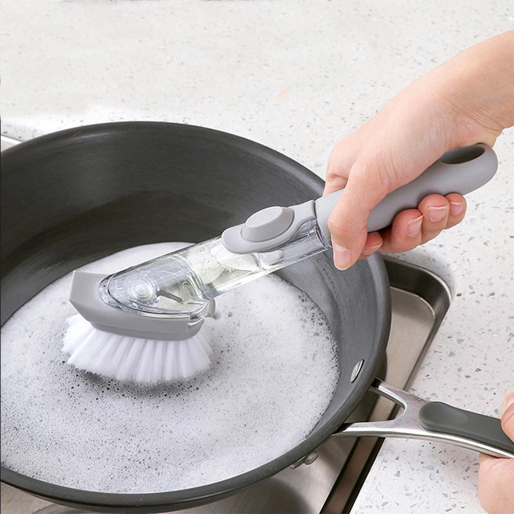 

Long Handle Pot Brush Dish Bowl Washing Cleaning Brush Multi-fonction Dishwashing Sponge Removable Dishwasher Brush