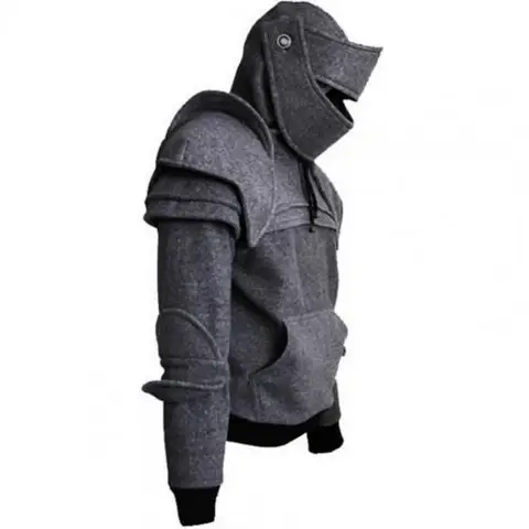Толстовка мужская средневековая с капюшоном, Свитшот в стиле рыцаря с вырезами, пуловер, куртка с капюшоном, уличная одежда, дропшиппинг
