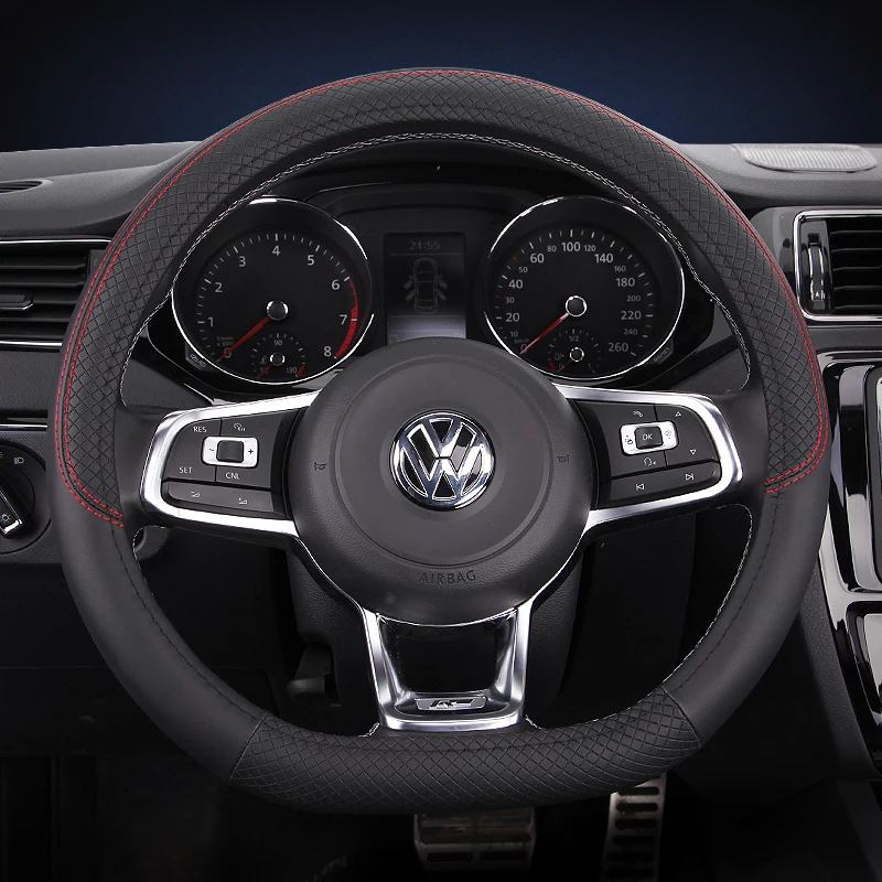 

New Car Steering Wheel Cover D Shape Auto steering wheel covers D-type A3 A5 polo Golf 7 R-line Pro F7 F5 steering-wheel Cover