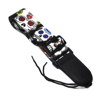 5cm 2inch wide colorful skull printed guitar bass strap polyester w leather head