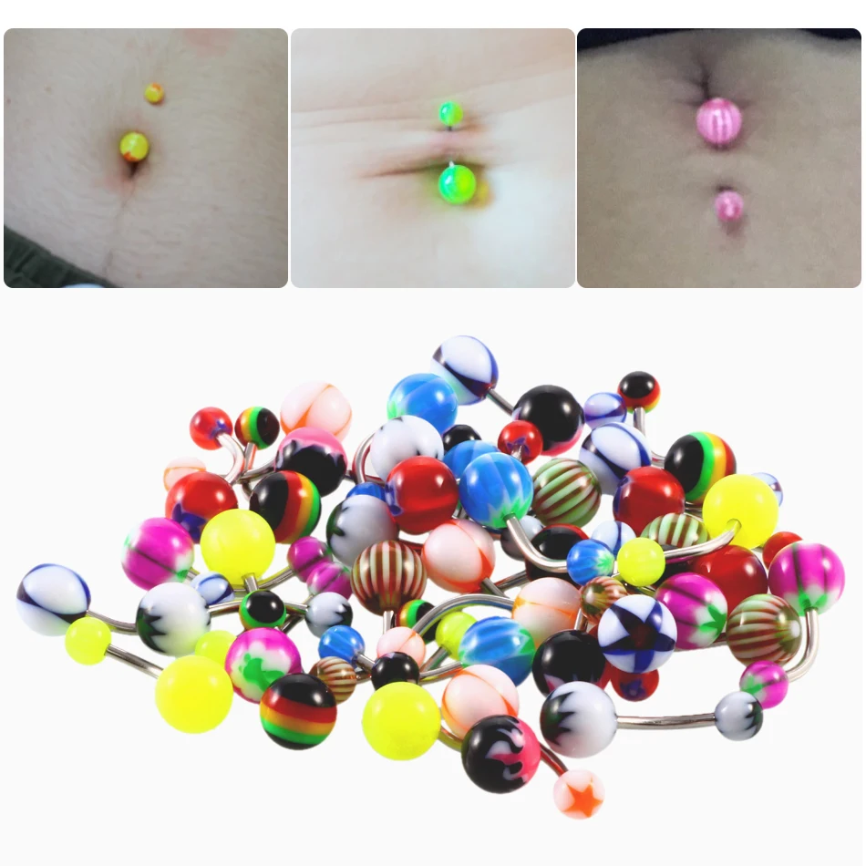 20 шт./лот красочные пикантные пупки для пирсинга тела кольцо пупка Штанга