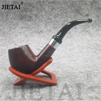 ebony resin smoking pipe herb grinder portable carving tobacco pipe with ring handheld bent mouthpiece filter smoking tools