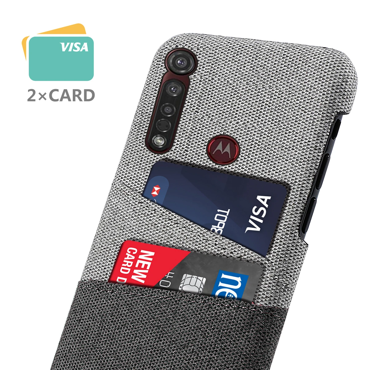 For Motorola Moto G8 Plus Case Ultra Slim Hard PC Anti-Scratch Fabric Cloth Protective Wallet Cover for Card |