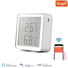 Датчик температуры и влажности Tuya Smart Life с Wi-Fi, комнатный гигрометр, термометр с ЖК-дисплеем, поддержка Alexa Google Home