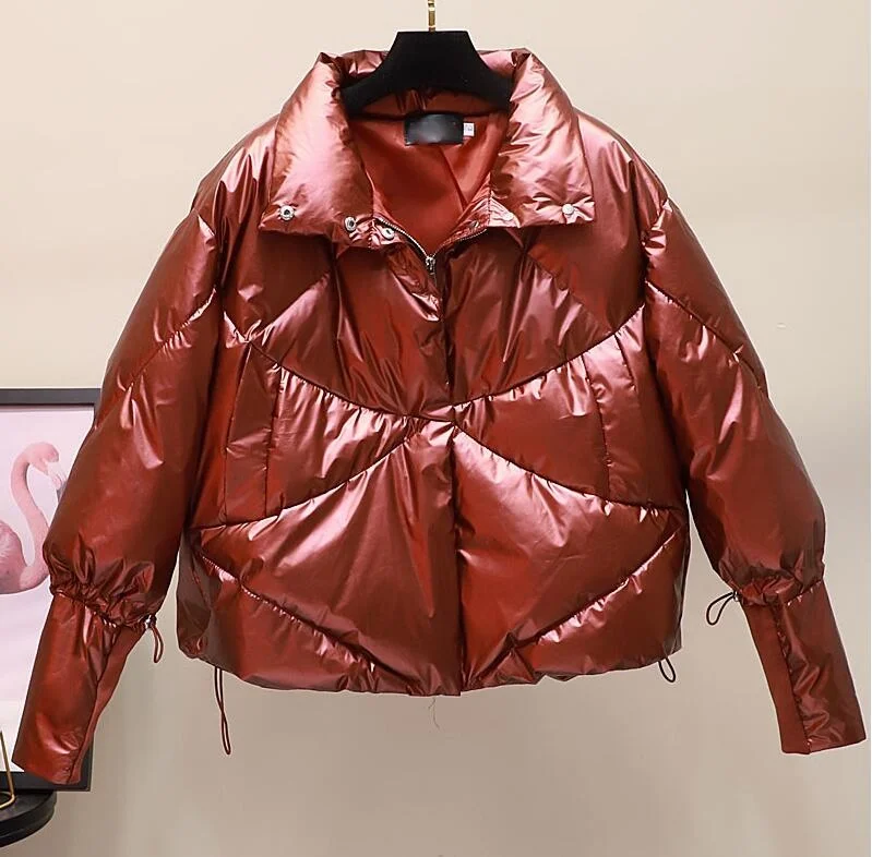 

SHZQ Winte Jacket Women Thick Parkas Casual Loose Down Cotton Jacket Warm Cotton Padded Parka Women Fashion Glossy Plus Size Ove