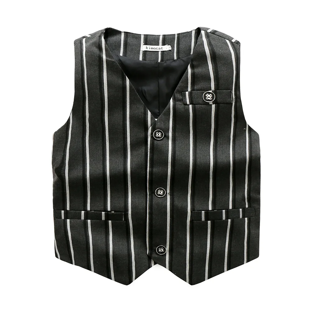 Рубашка + жилетка штаны одежда для сна Пижама мальчиков комплект детской одежды