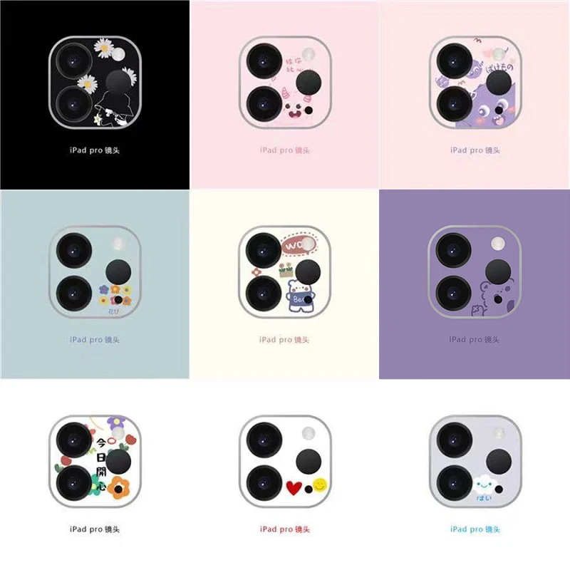 

For Apple iPad Pro 11 12.9 2020 Cartoon Cute Camera Protector Case Protective Tempered Glass Film Back Camera Lens Protect Cover