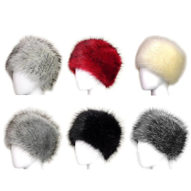 

Women Black Faux Fur Hat Russian Winter Warmer Ear Cap Ushanka Cossack Ski