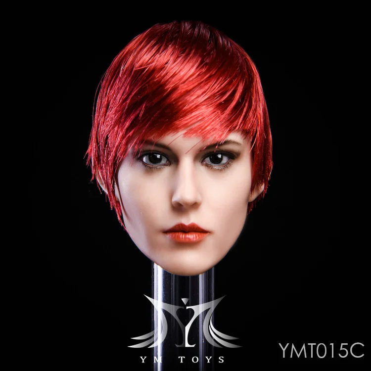 Модель женщины-солдата 1/6 года голова с короткими волосами красная/черная/белая