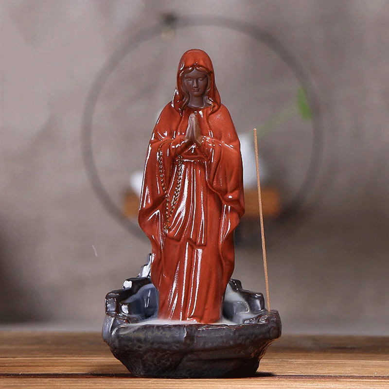 

Creatives Incense Burners Jesus Virgin Backflow Home Decoration Censer Religious Figurine For Home Ornament A1