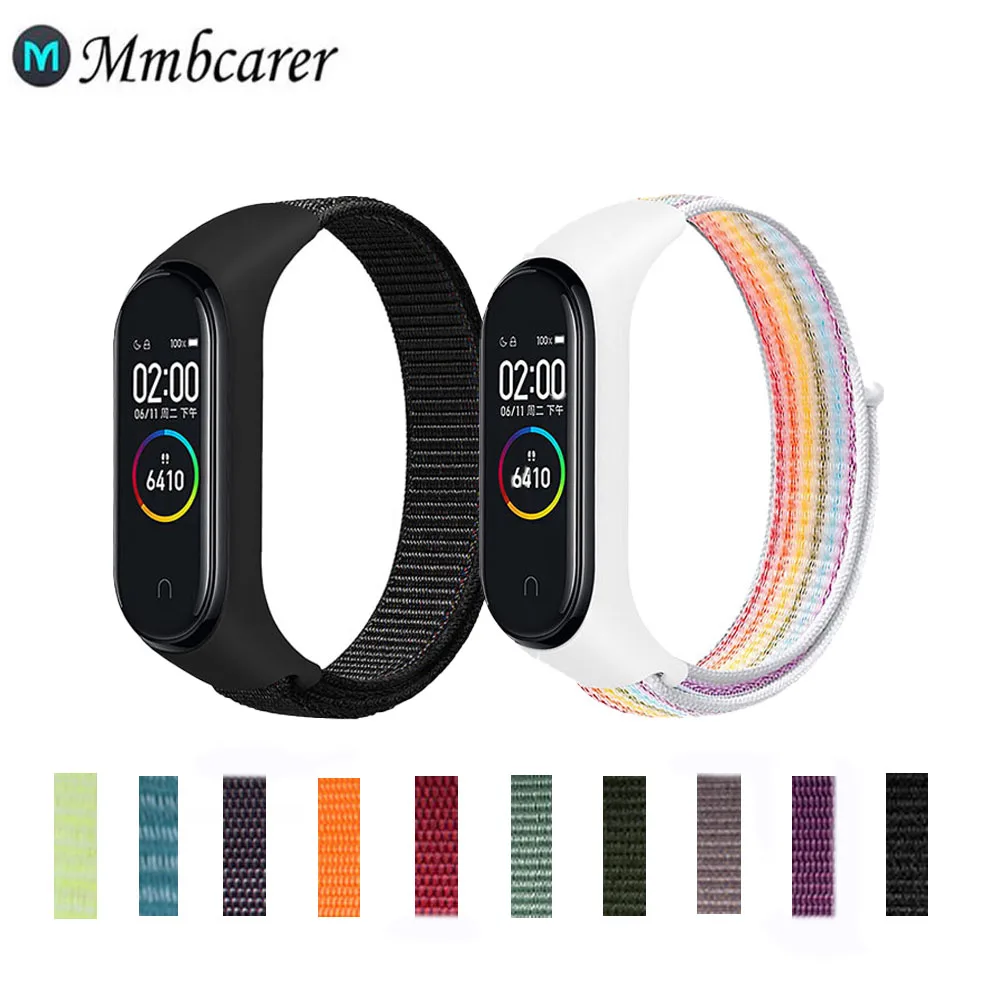 

Ремешок нейлоновый для Xiaomi Mi Band 4 3 5 6, спортивный Воздухопроницаемый браслет для Miband 6 5 4 3, сменный ремешок