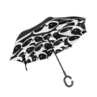 Симпатичный Зонт с принтом панды и медведя для автомобиля, женский ветрозащитный зонт с длинной ручкой, двухслойный перевернутый зонт-подставка для мужчин