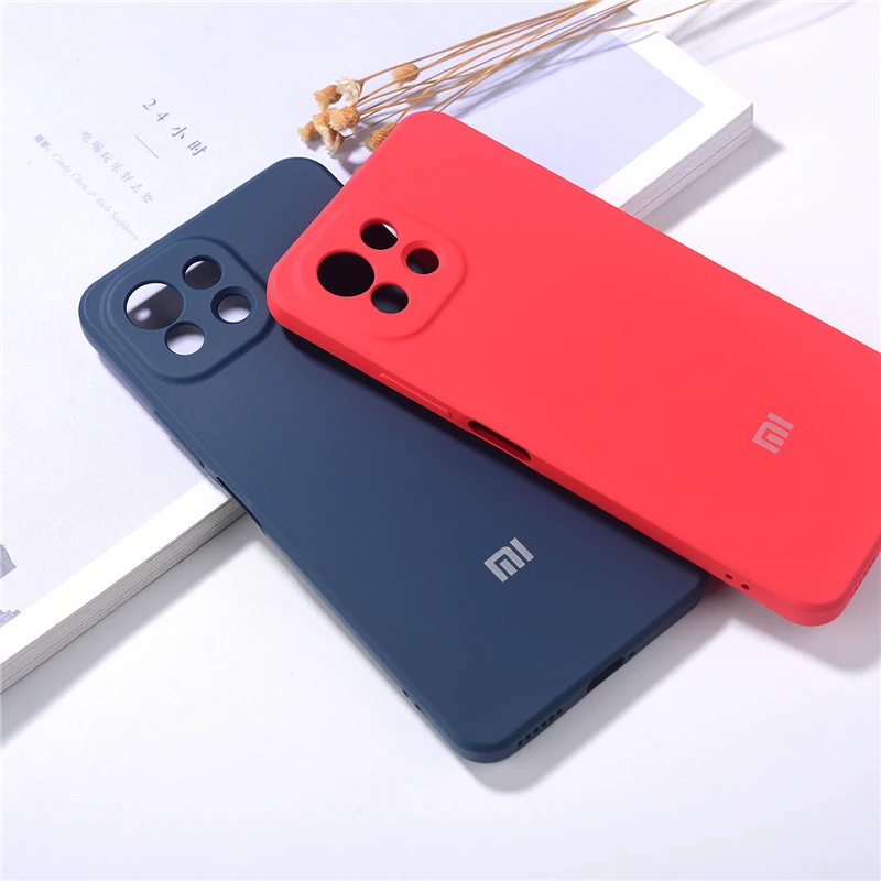 Оригинальный чехол для Mi 11 Lite Xiaomi шелковистый мягкий на ощупь жидкий силиконовый