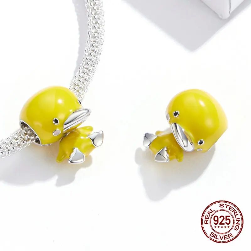 Шарм бусина из серебра 100% пробы с желтой эмалью|Бусины| |